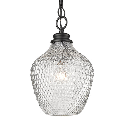 Adeline Medium Pendant in Matte Black with Clear Glass Shade - - Golden Lighting