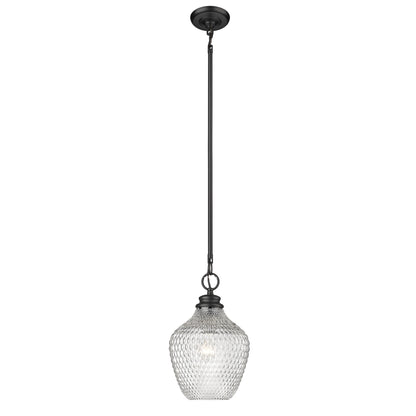 Adeline Medium Pendant in Matte Black with Clear Glass Shade - Matte Black / Clear Glass / Clear - Golden Lighting