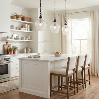 Adeline 1-light Pendant in Matte Black, AI-visualized kitchen scene - Golden Lighting