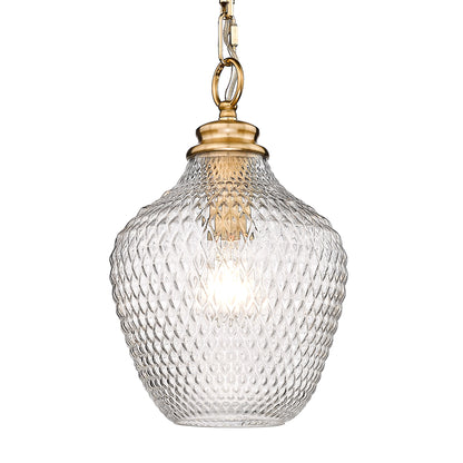 Adeline MBG Medium Pendant in Modern Brushed Gold with Clear Glass Shade - - Golden Lighting