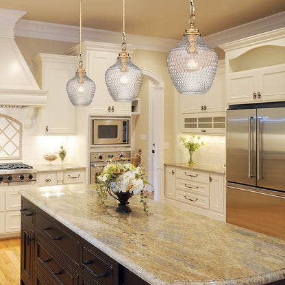 Adeline MBG Medium Pendant in Modern Brushed Gold with Clear Glass Shade - Default Title - Golden Lighting