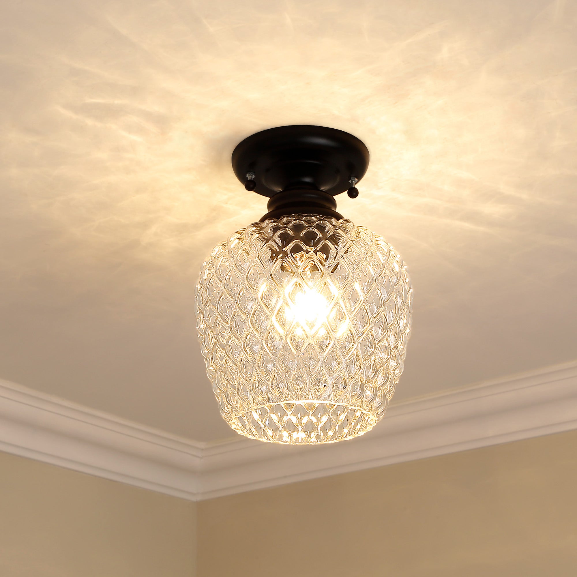 Golden Lighting Adeline 1-light Semi-Flush Mount in Matte Black - - Golden Lighting