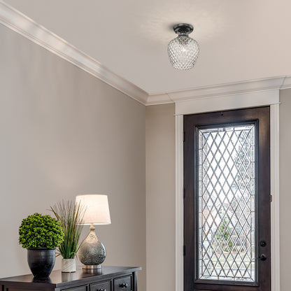 Adeline Semi-Flush in Matte Black with Clear Glass Shade - Default Title - Golden Lighting