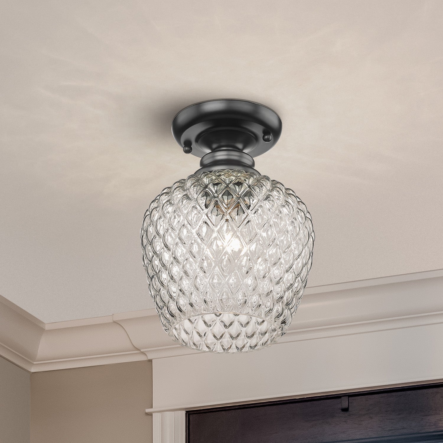 Golden Lighting Adeline 1-light Semi-Flush Mount in Matte Black - - Golden Lighting