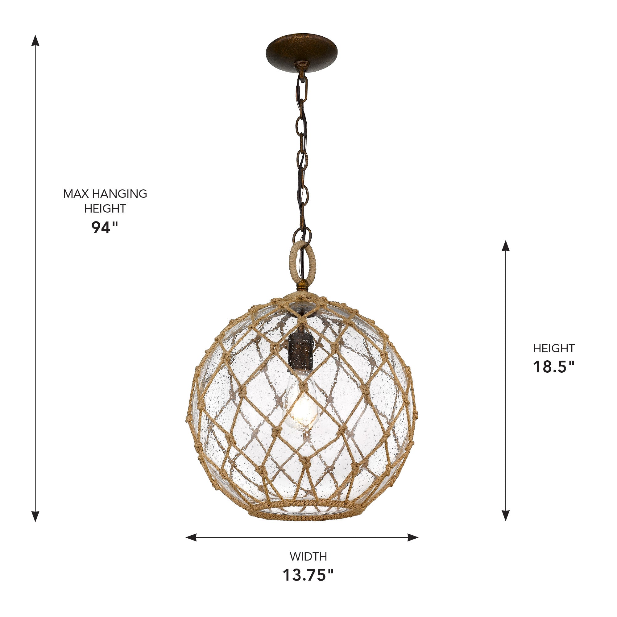 Haddoc 1-light Pendant in Burnished Chestnut