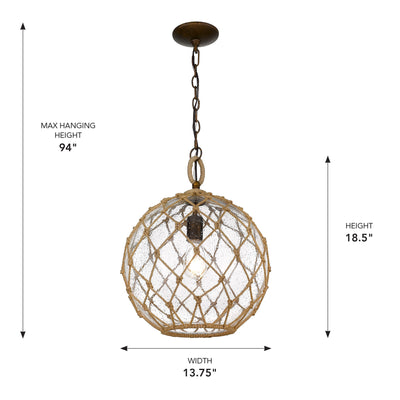 Haddoc 1-light Pendant in Burnished Chestnut