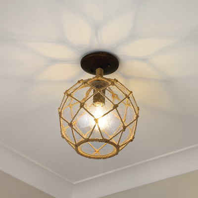 Haddoc 1-light Semi-Flush Mount in Burnished Chestnut, alternate view - Golden Lighting