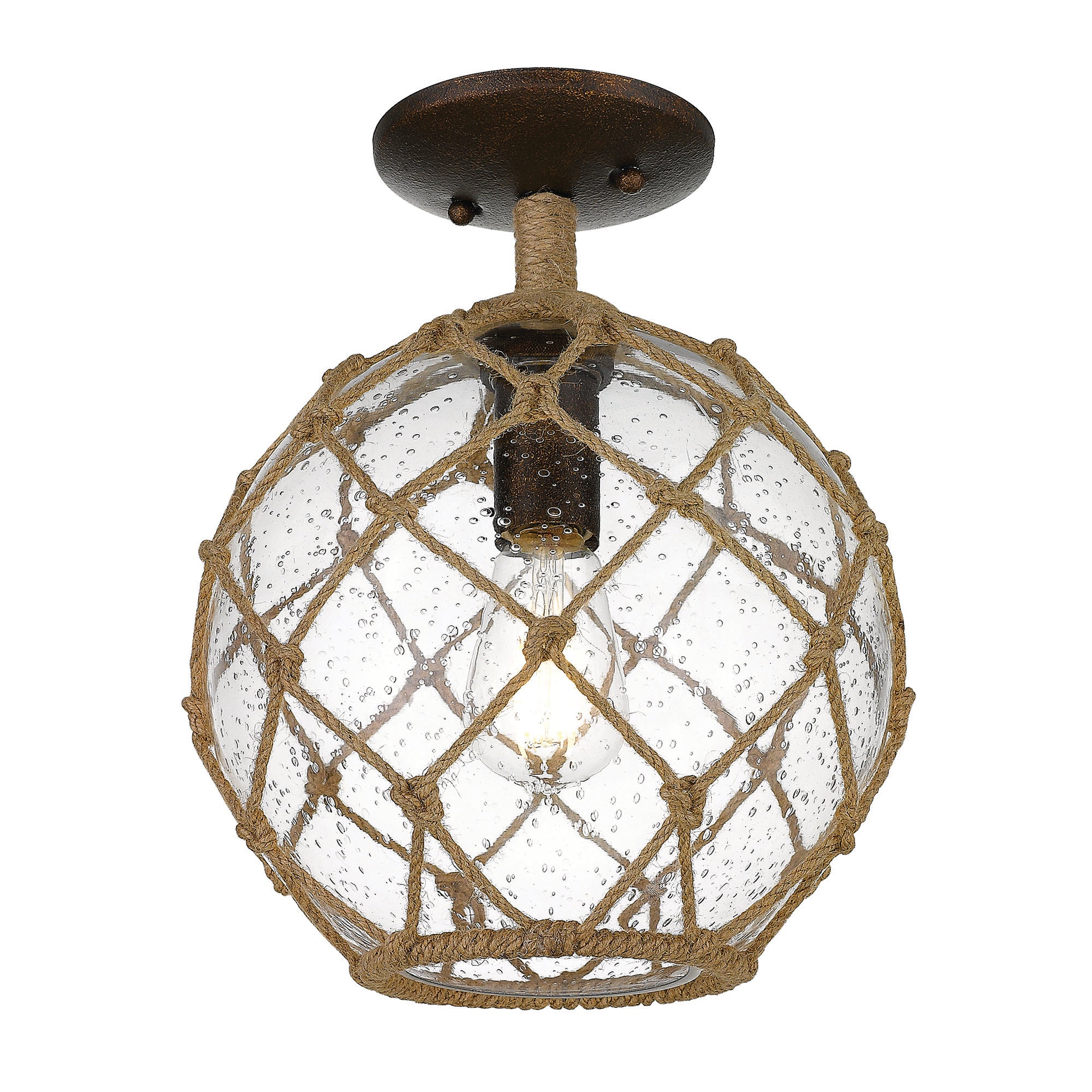 Wry Lighting Haddoc 1-light Semi-Flush Mount in Burnished Chestnut - - Golden Lighting