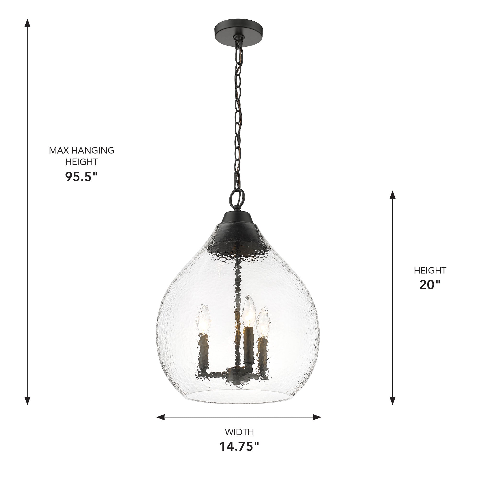 Golden Lighting Ariella 3-light Pendant in Matte Black - - Golden Lighting