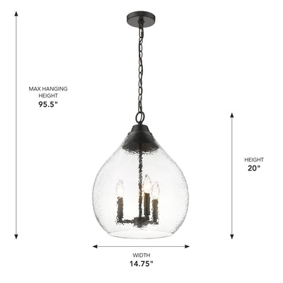 Golden Lighting Ariella 3-light Pendant in Matte Black - - Golden Lighting