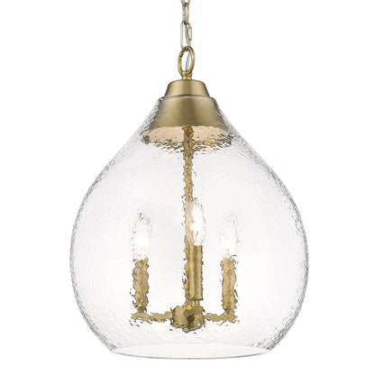 Ariella 3-Light Pendant in Brushed Champagne Bronze with Hammered Clear Glass - - Golden Lighting