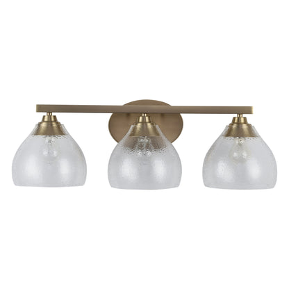 Ariella 3-Light Vanity Light in Brushed Champagne Bronze with Hammered Clear Glass - - Golden Lighting