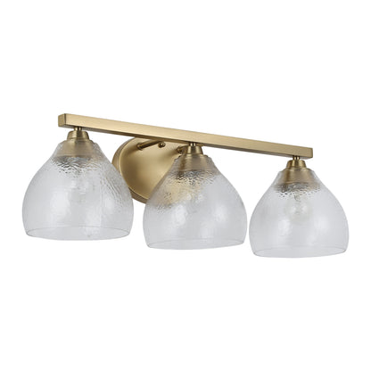 Ariella 3-Light Vanity Light in Brushed Champagne Bronze with Hammered Clear Glass - Brushed Champagne Bronze / Hammered Clear Glass / Clear - Golden Lighting