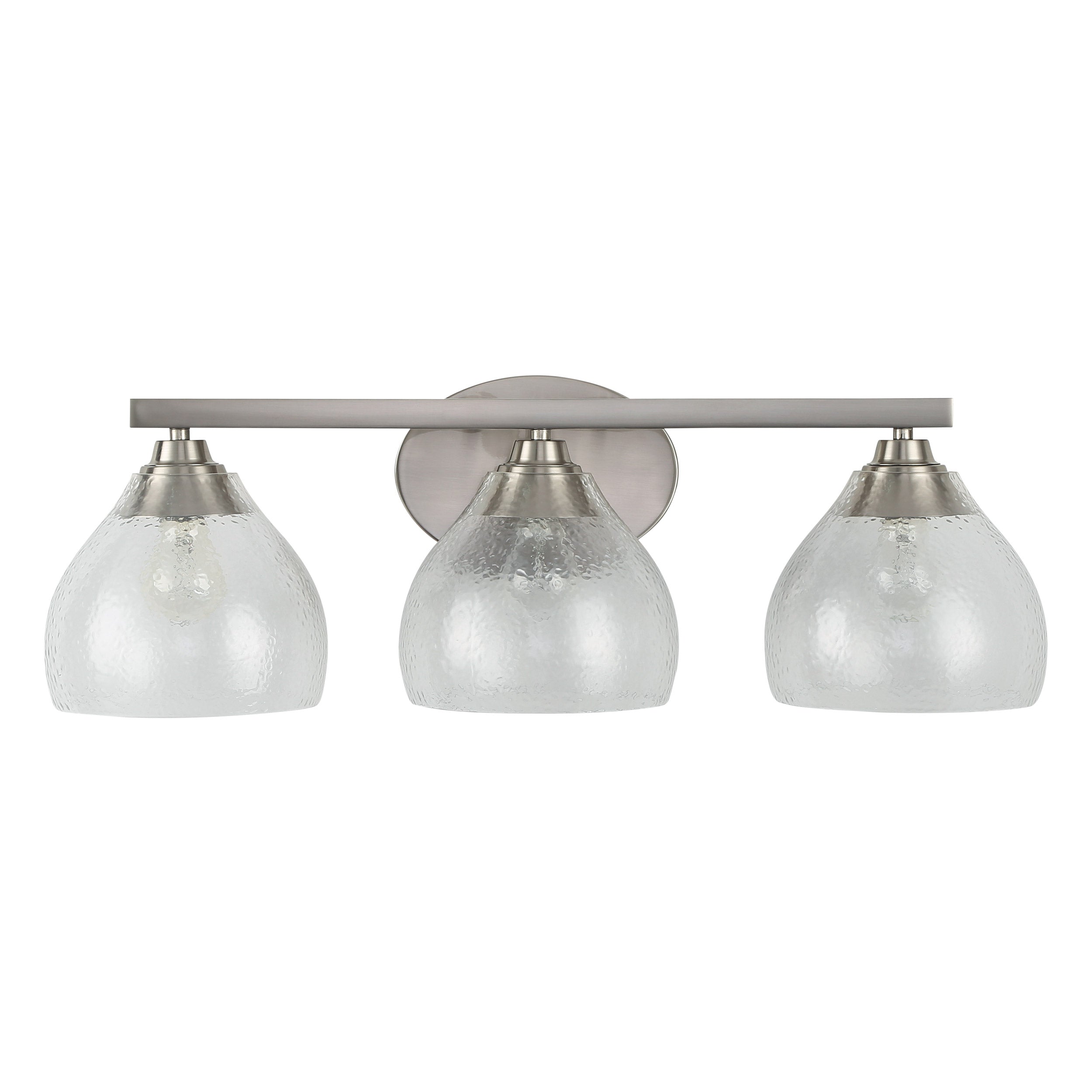 Ariella 3-Light Vanity Light in Pewter with Hammered Clear Glass - - Golden Lighting