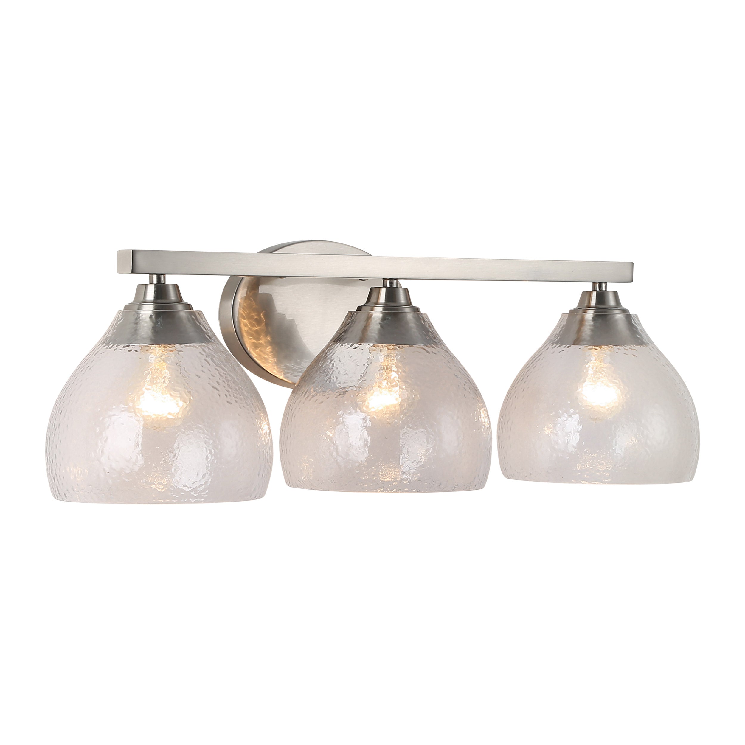 Ariella 3-Light Vanity Light in Pewter with Hammered Clear Glass - Pewter / Hammered Clear Glass / Clear - Golden Lighting