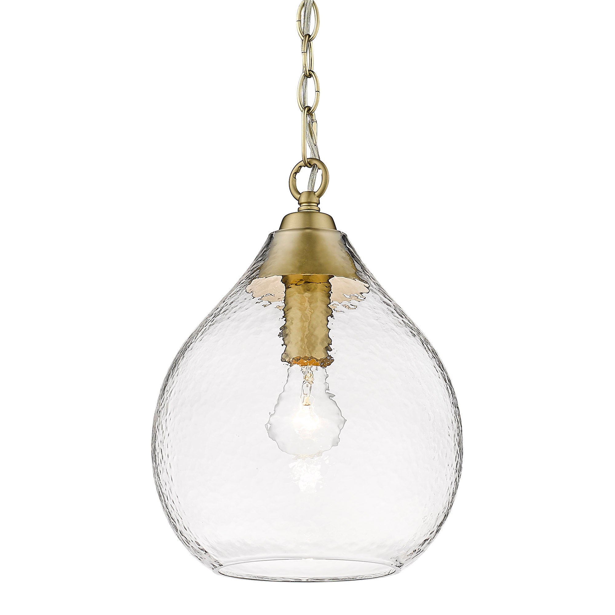 Ariella Small Pendant in Brushed Champagne Bronze with Hammered Clear Glass - - Golden Lighting