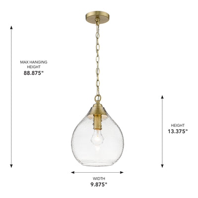 Golden Lighting Ariella 1-light Pendant in Brushed Champagne Brass - - Golden Lighting