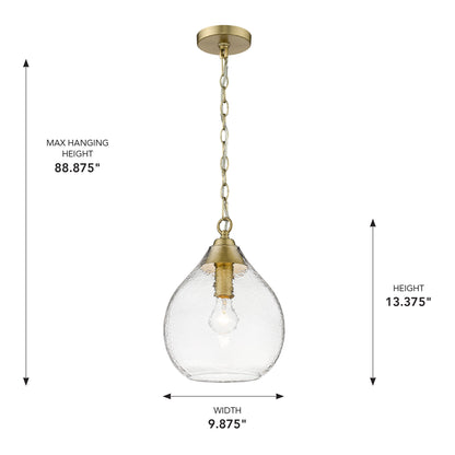 Golden Lighting Ariella 1-light Pendant in Brushed Champagne Brass - - Golden Lighting