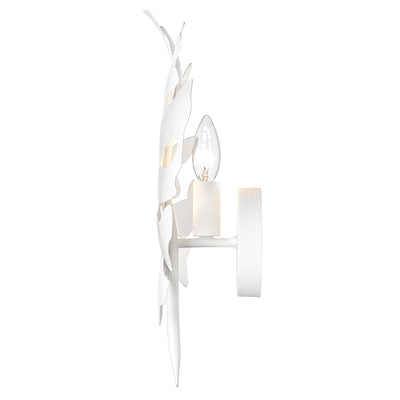 Aruba 1-light Wall Sconce in Textured White Plaster, side view - Golden Lighting