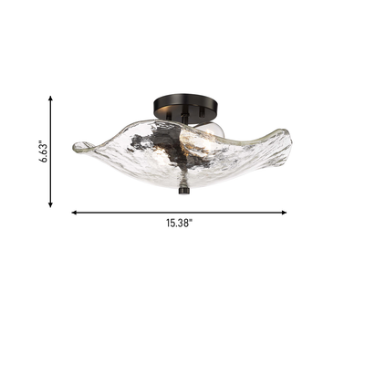 Samara 2-light Semi-Flush Mount in Matte Black, dimensions diagram - Golden Lighting