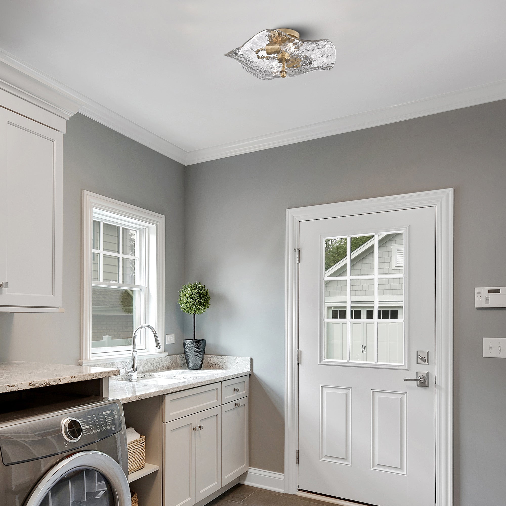 Golden Lighting Samara 2-light Semi-Flush Mount in Modern Brass