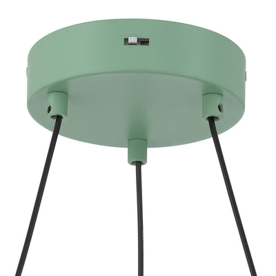 Sashay Integrated LED 20" Pendant in Pistachio, canopy and backplate view - Golden Lighting