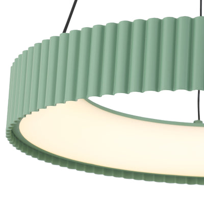 Sashay Integrated LED 20" Pendant in Pistachio, shade and glass close-up - Golden Lighting