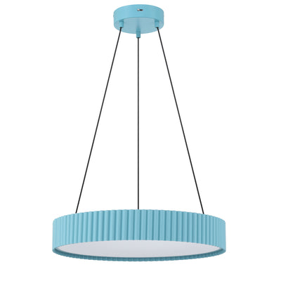 Sashay Integrated LED 20" Pendant in Sky Blue, side view - Golden Lighting