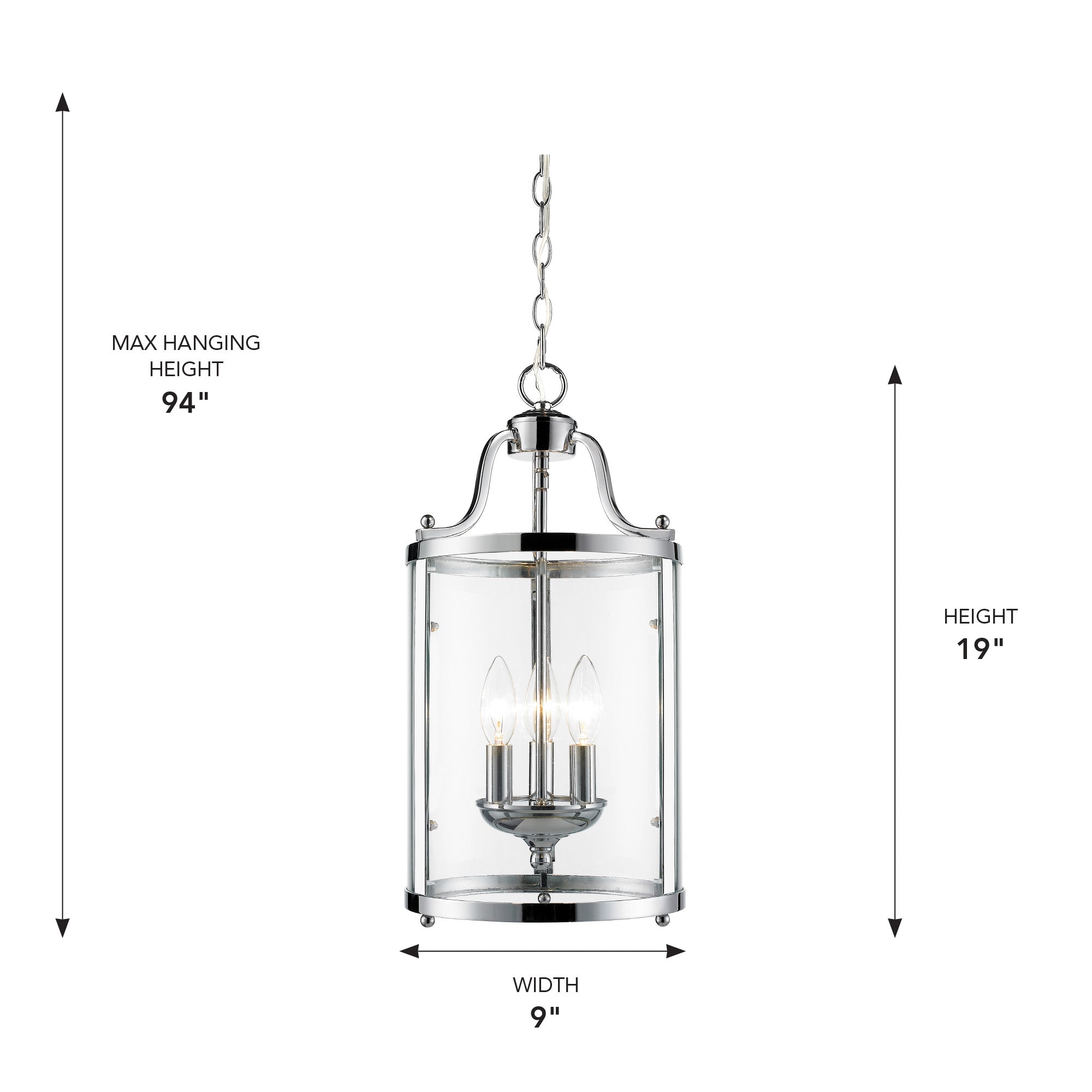 Golden Lighting Payton 3-light Pendant in Chrome - - Golden Lighting