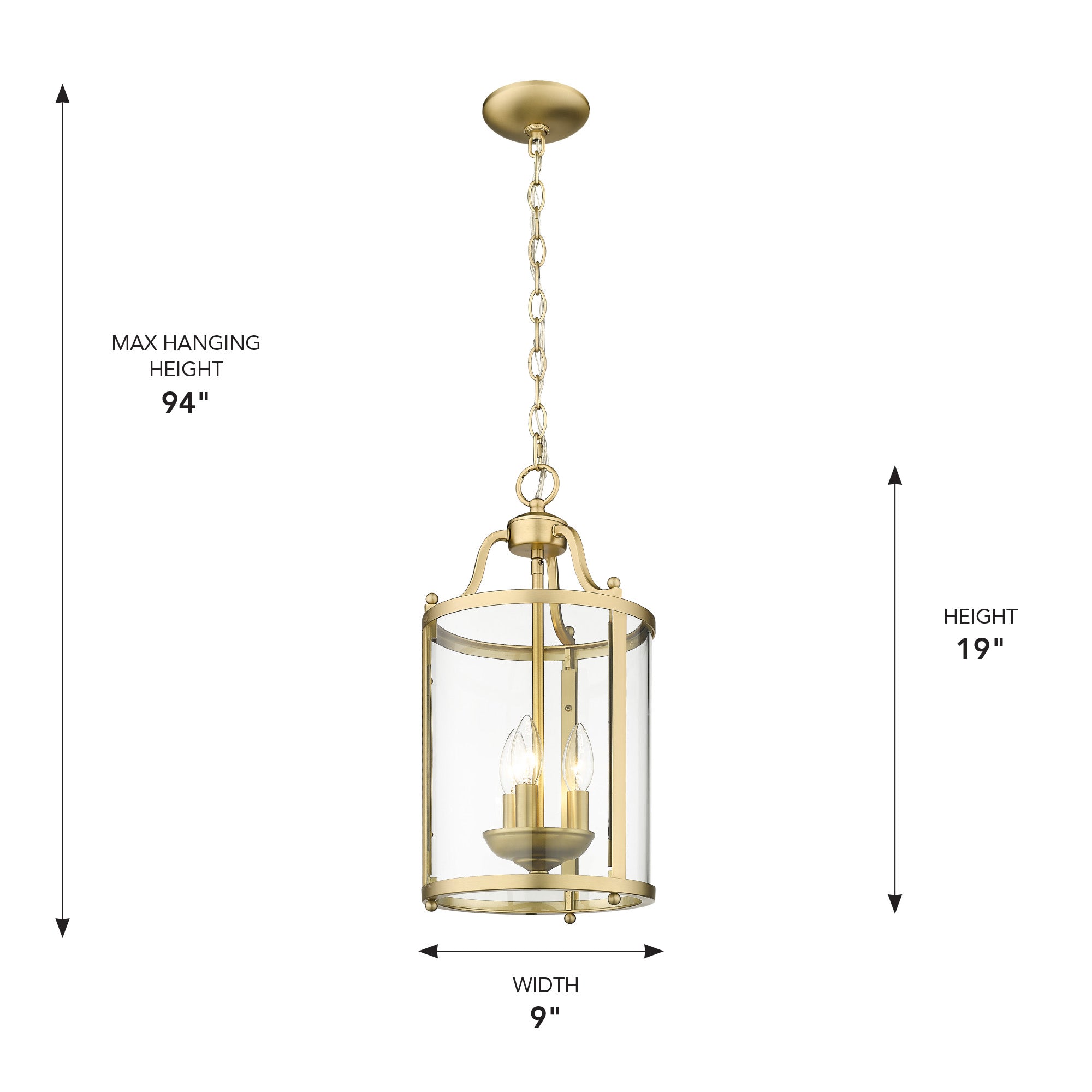 Golden Lighting Payton 3-light Pendant in Brushed Champagne Brass - - Golden Lighting