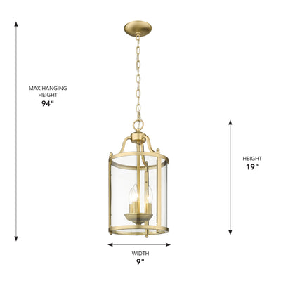 Golden Lighting Payton 3-light Pendant in Brushed Champagne Brass - - Golden Lighting