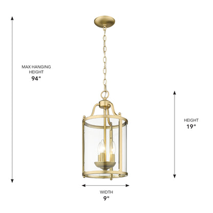 Golden Lighting Payton 3-light Pendant in Brushed Champagne Brass - - Golden Lighting