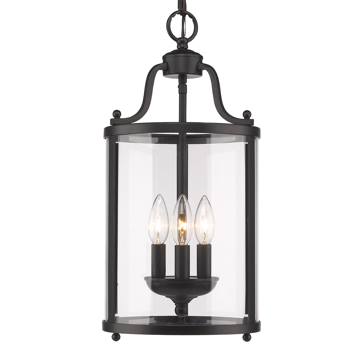 Payton 3-Light Pendant in Matte Black with Clear Glass - - Golden Lighting