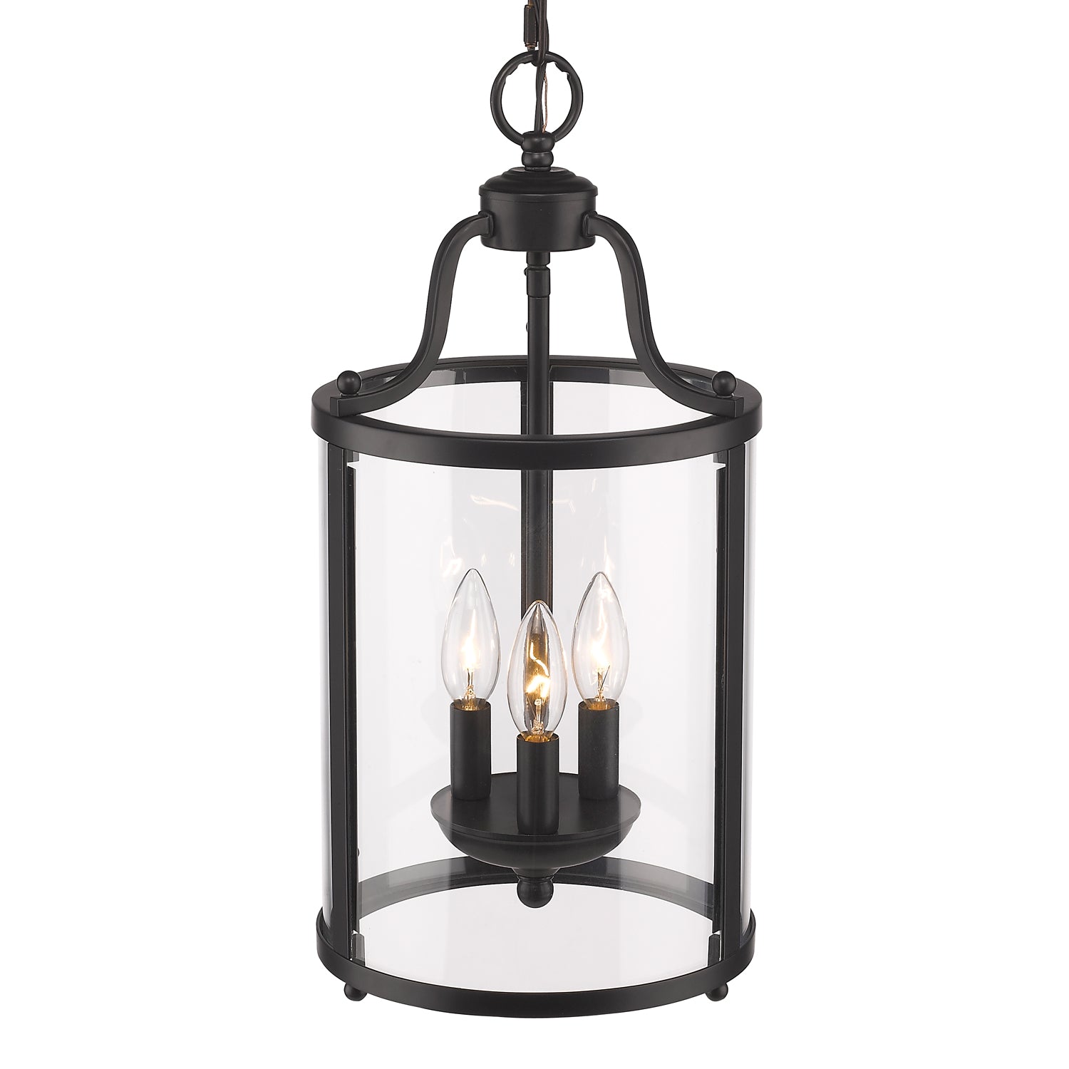 Payton 3-Light Pendant in Matte Black with Clear Glass - Matte Black / Clear Glass / Clear - Golden Lighting