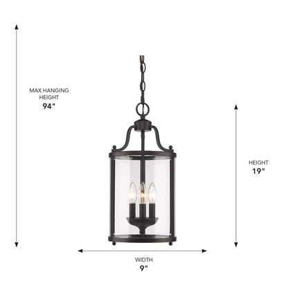 Golden Lighting Payton 3-light Pendant in Matte Black