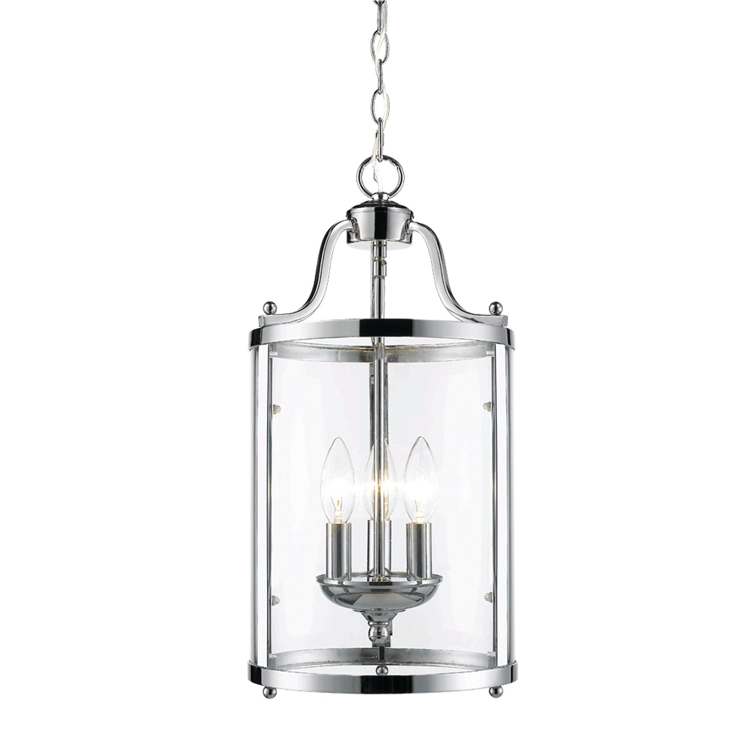 Payton 3-Light Pendant in Chrome with Clear Glass - - Golden Lighting