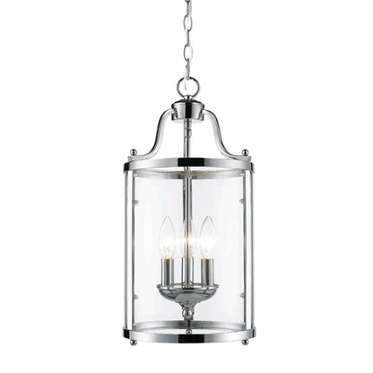 Payton 3-Light Pendant in Chrome with Clear Glass - - Golden Lighting