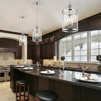 Payton 3-Light Pendant in Chrome with Clear Glass - Incandescent,Type B / 3 x 60W(C) / 9"L x 9"W x 19"H - Golden Lighting