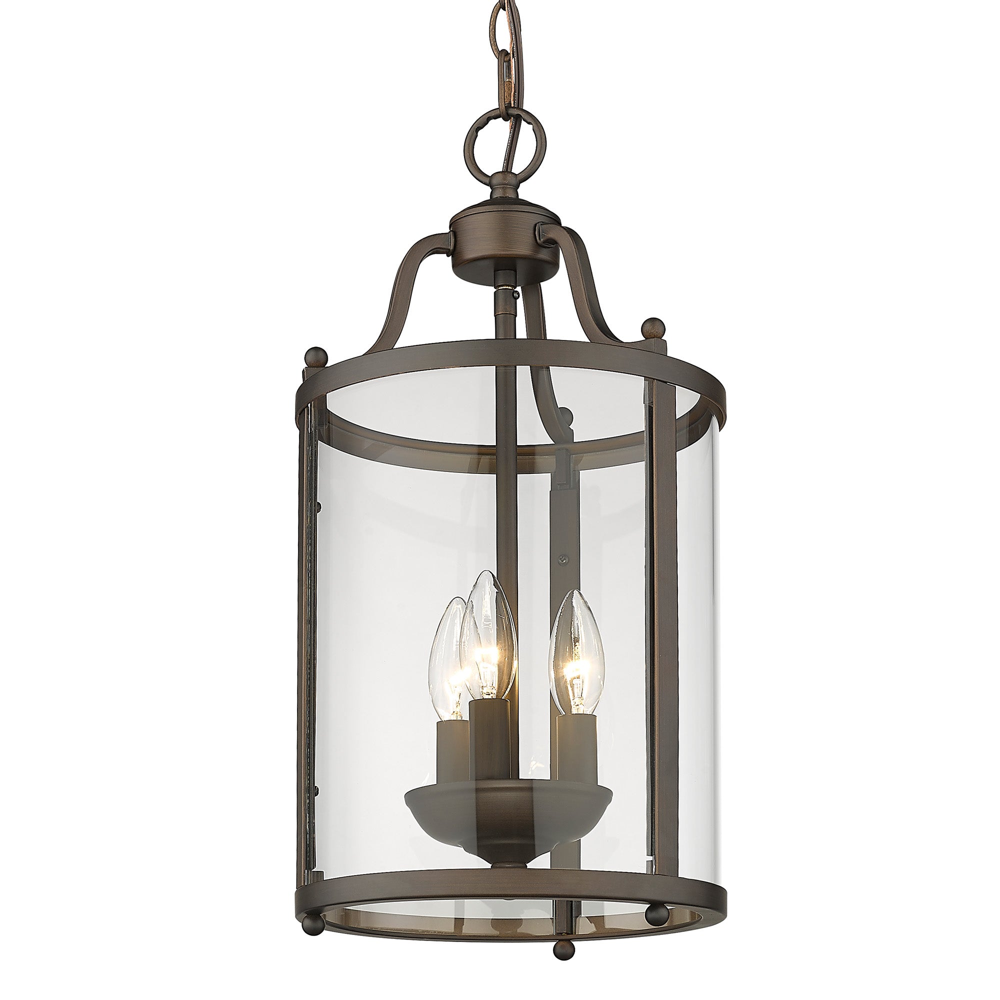 Payton RBZ 3 Light Pendant in Rubbed Bronze - - Golden Lighting