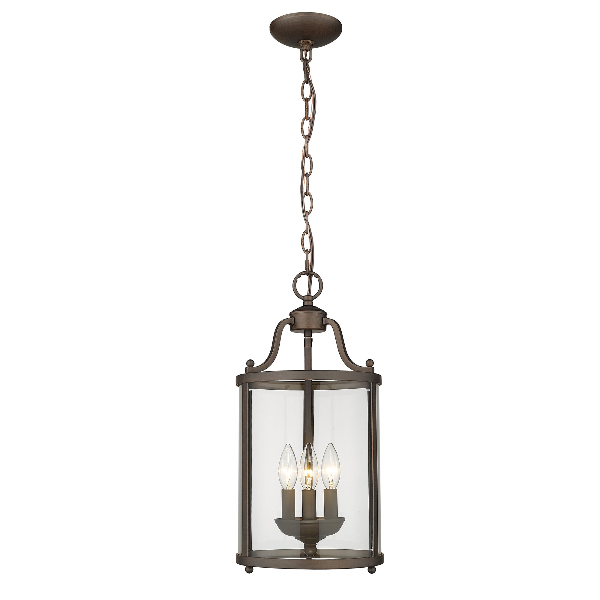 Payton RBZ 3 Light Pendant in Rubbed Bronze - Rubbed Bronze / Clear Glass / Clear - Golden Lighting