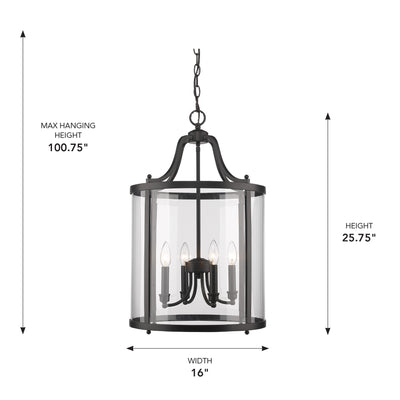 Golden Lighting Payton 4-light Pendant in Matte Black - - Golden Lighting