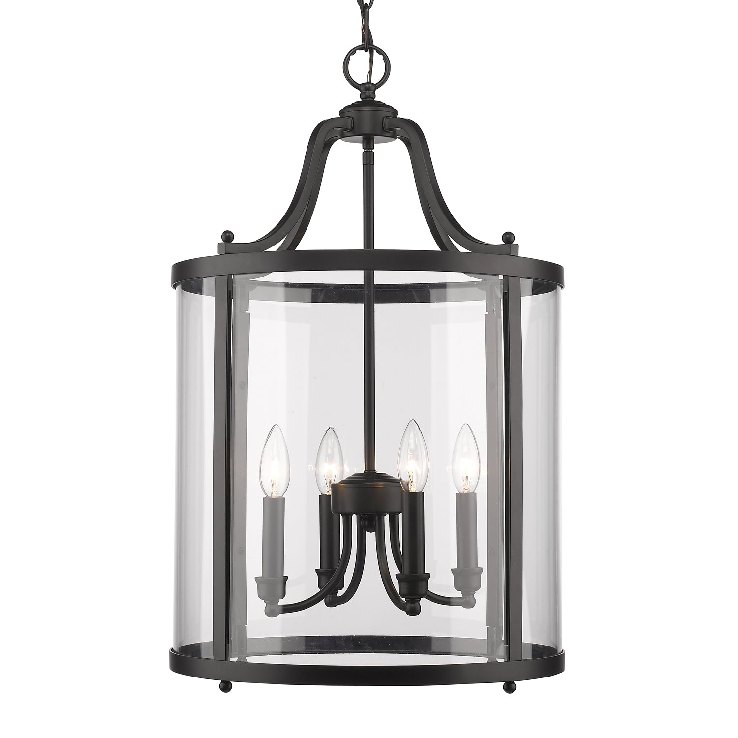 Payton 4-Light Pendant in Matte Black with Clear Glass - - Golden Lighting