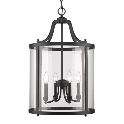 Payton 4-Light Pendant in Matte Black with Clear Glass - - Golden Lighting