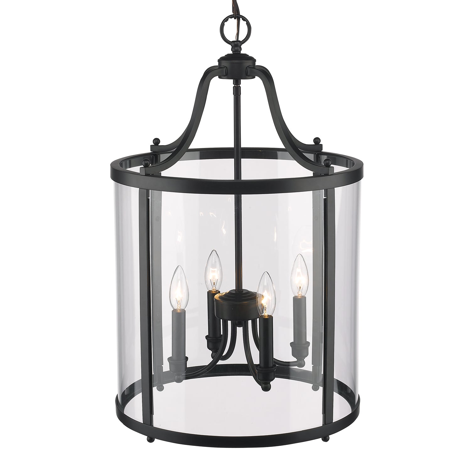 Payton 4-Light Pendant in Matte Black with Clear Glass - Matte Black / Clear Glass / Clear - Golden Lighting