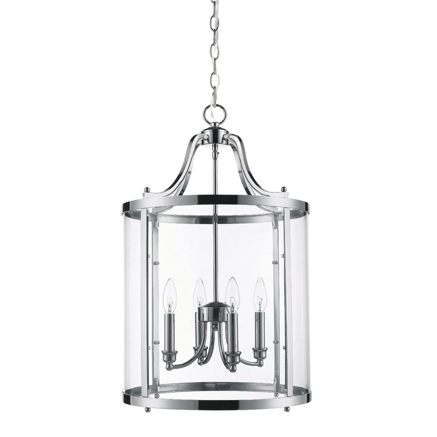 Payton 4-Light Pendant in Chrome with Clear Glass - - Golden Lighting