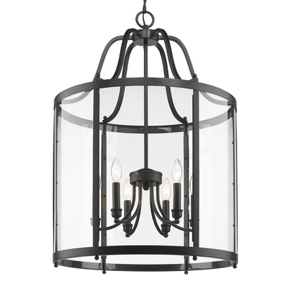 Payton 6-Light Pendant in Matte Black with Clear Glass - - Golden Lighting