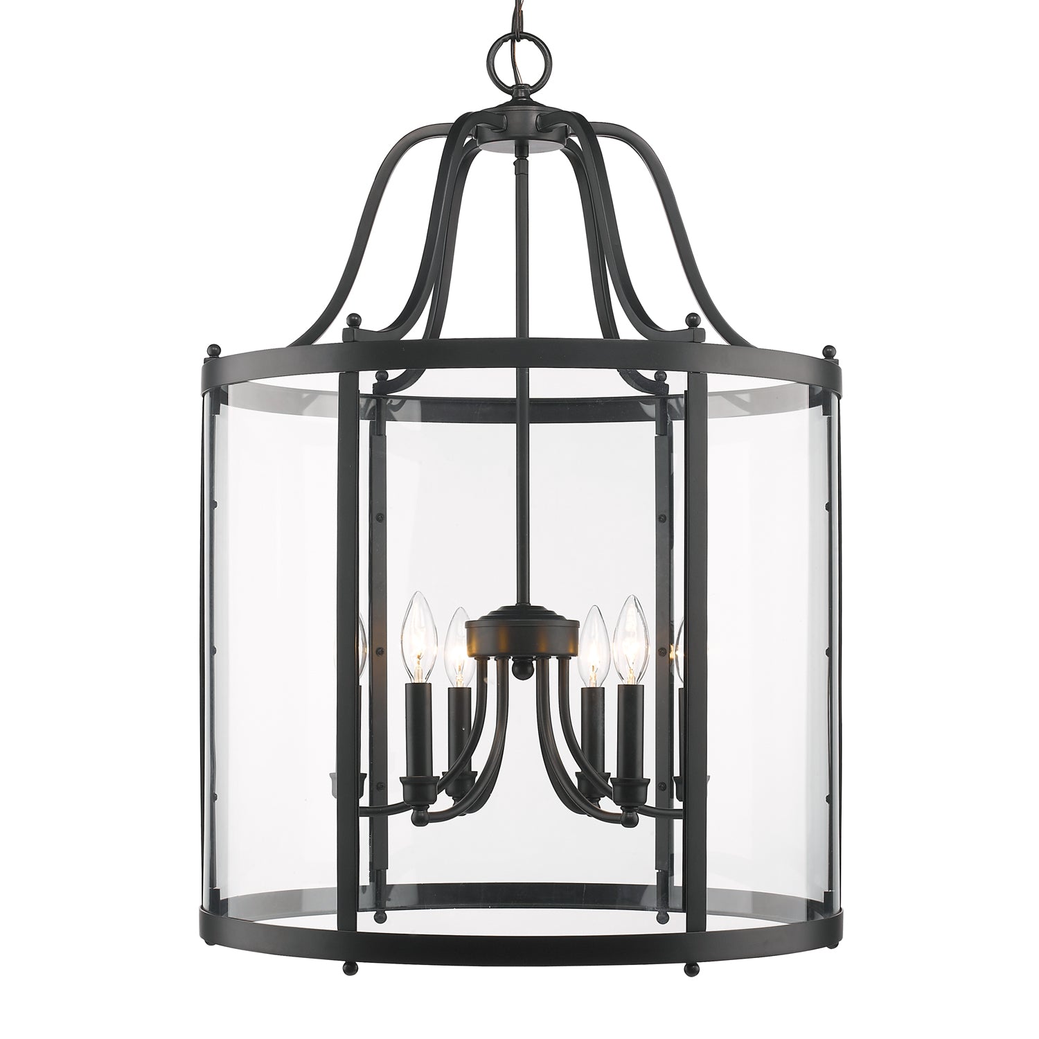 Payton 6-Light Pendant in Matte Black with Clear Glass - Matte Black / Clear Glass / Clear - Golden Lighting