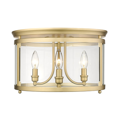 Payton BCB 3 Light Flush Mount in Brushed Champagne Bronze - Brushed Champagne Bronze / Clear Glass / Clear - Golden Lighting