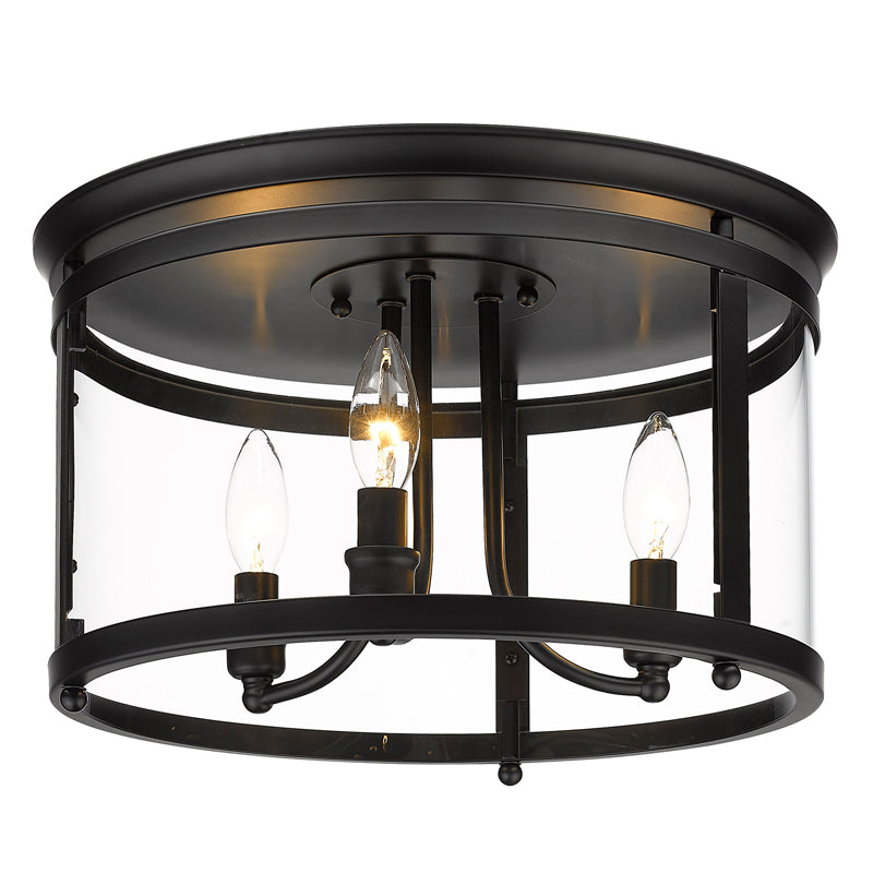 Golden Lighting Payton 3-light Flush Mount in Matte Black - - Golden Lighting