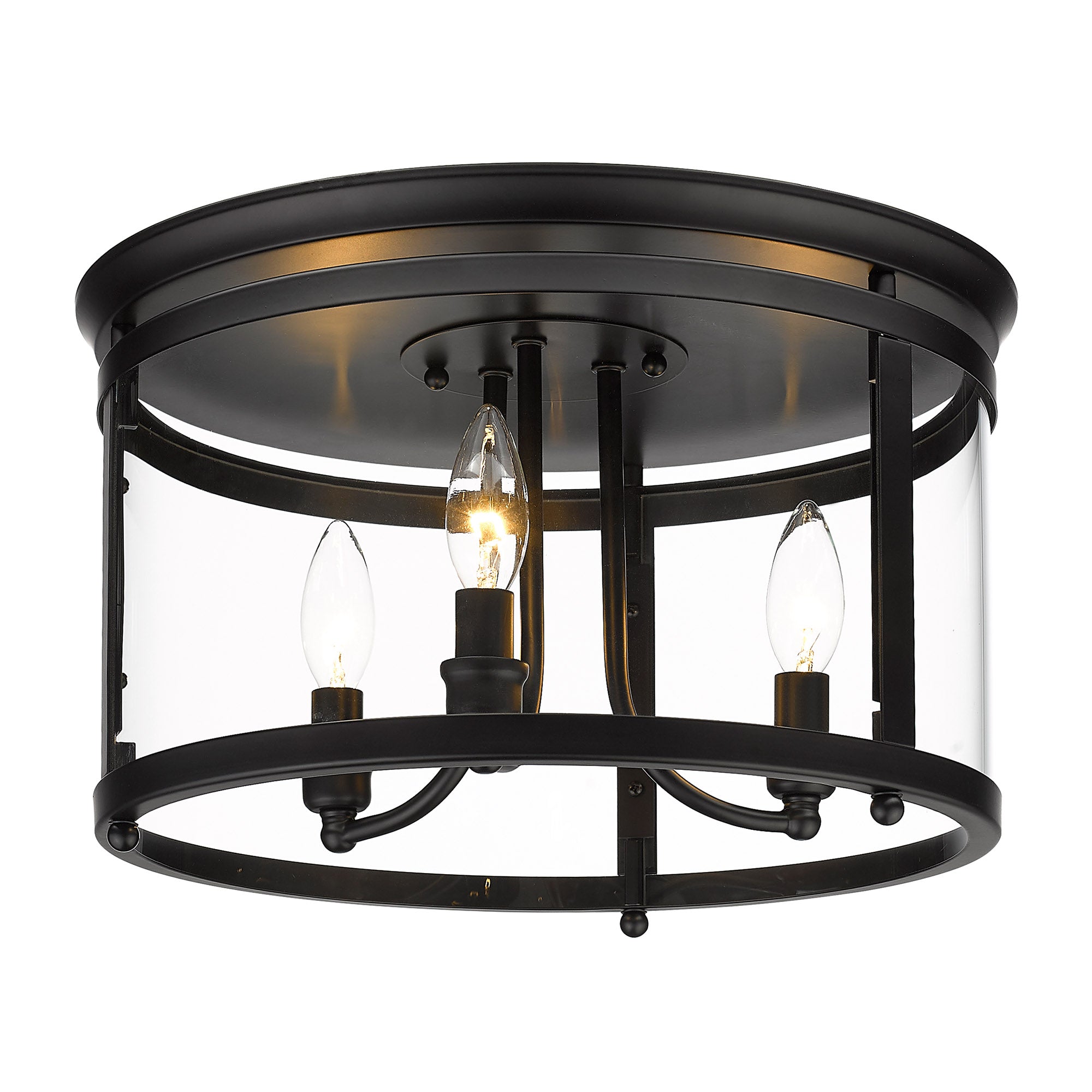 Payton Flush Mount in Matte Black with Clear Glass - - Golden Lighting